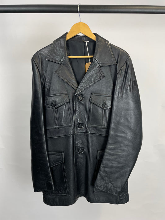 Vintage 90s Long Leather Jacket