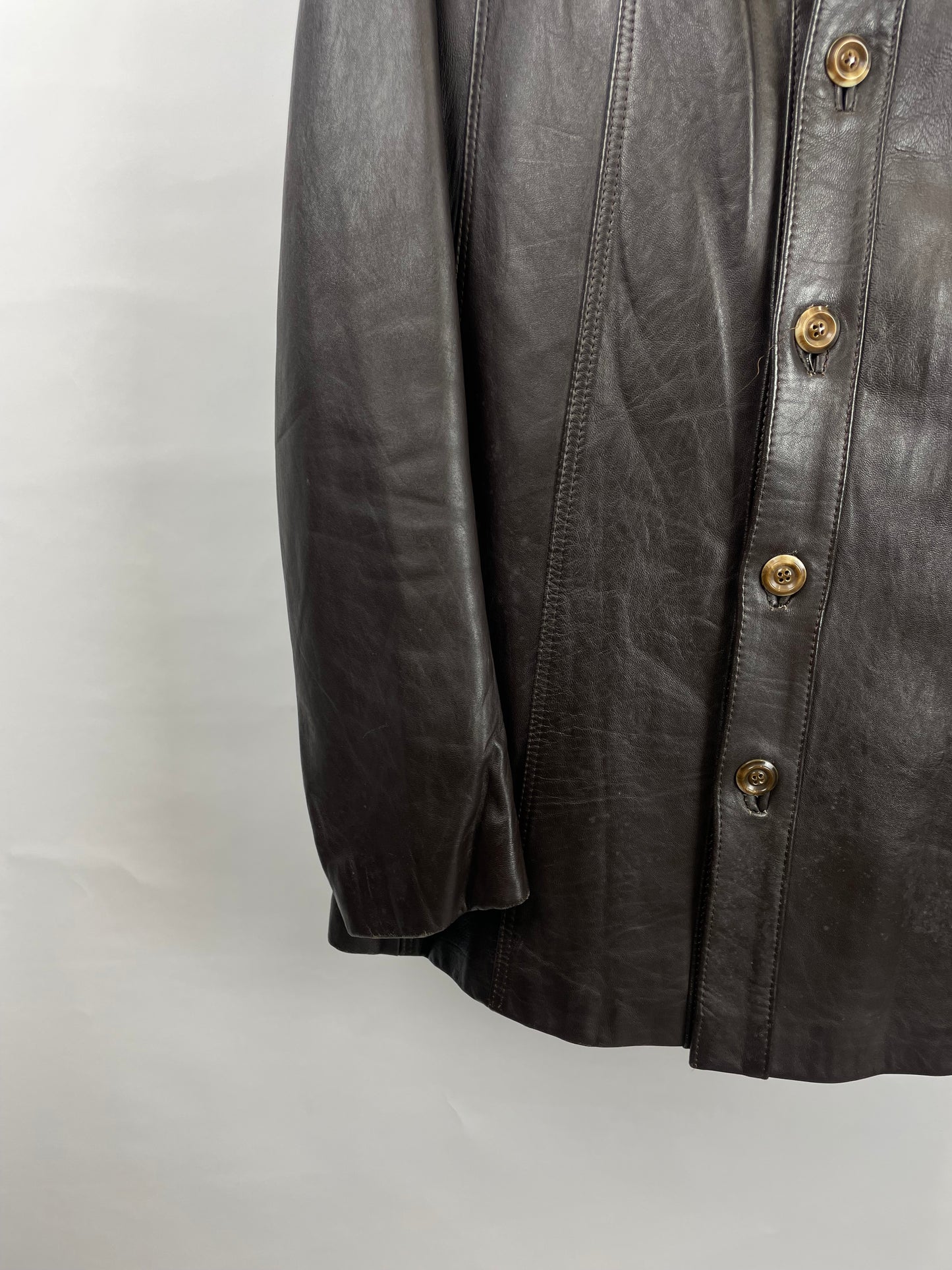 Vintage 70s Long Brown Leather Jacket