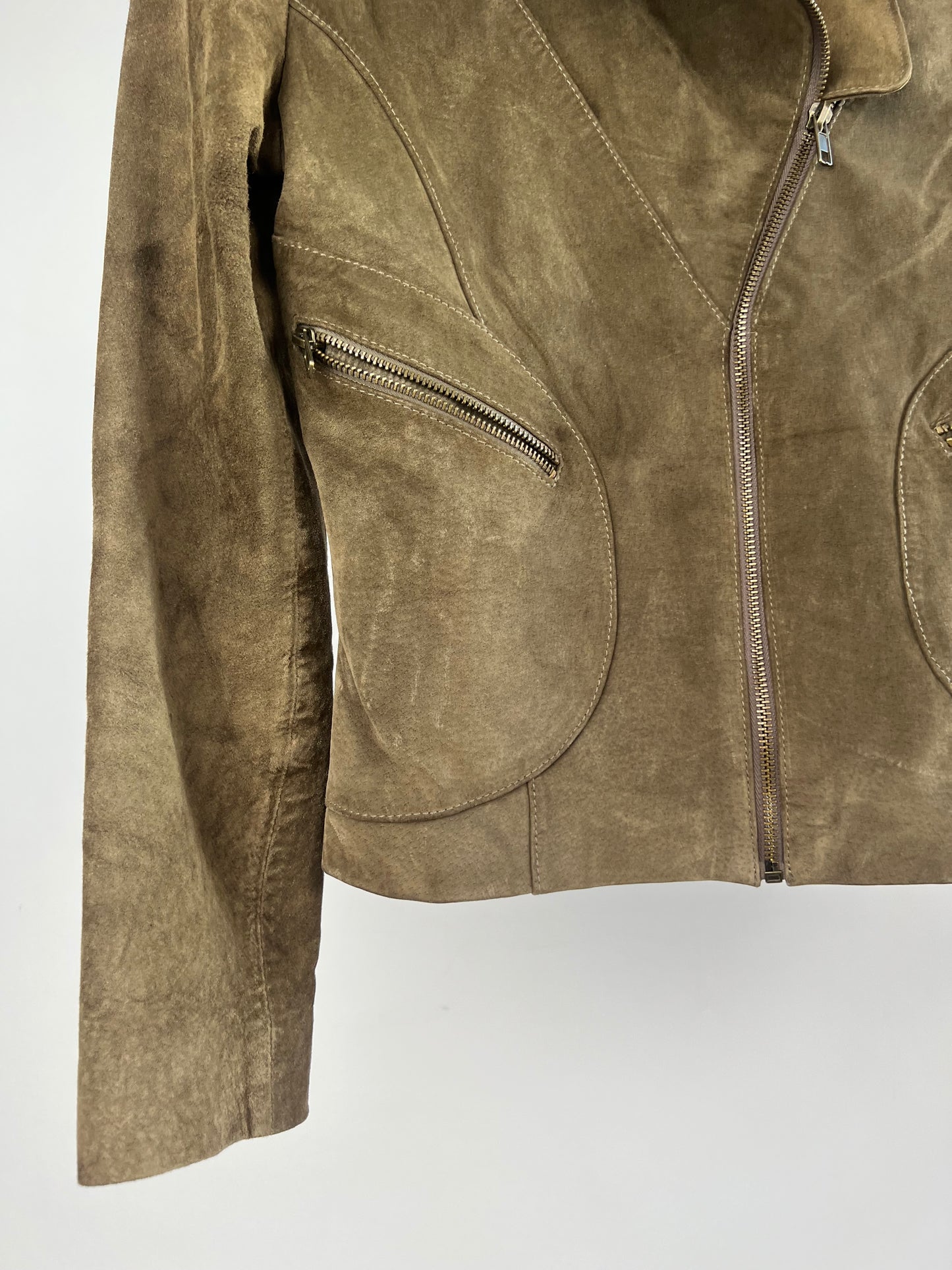 Vintage 90s Jeff Banks Suede Biker Jacket