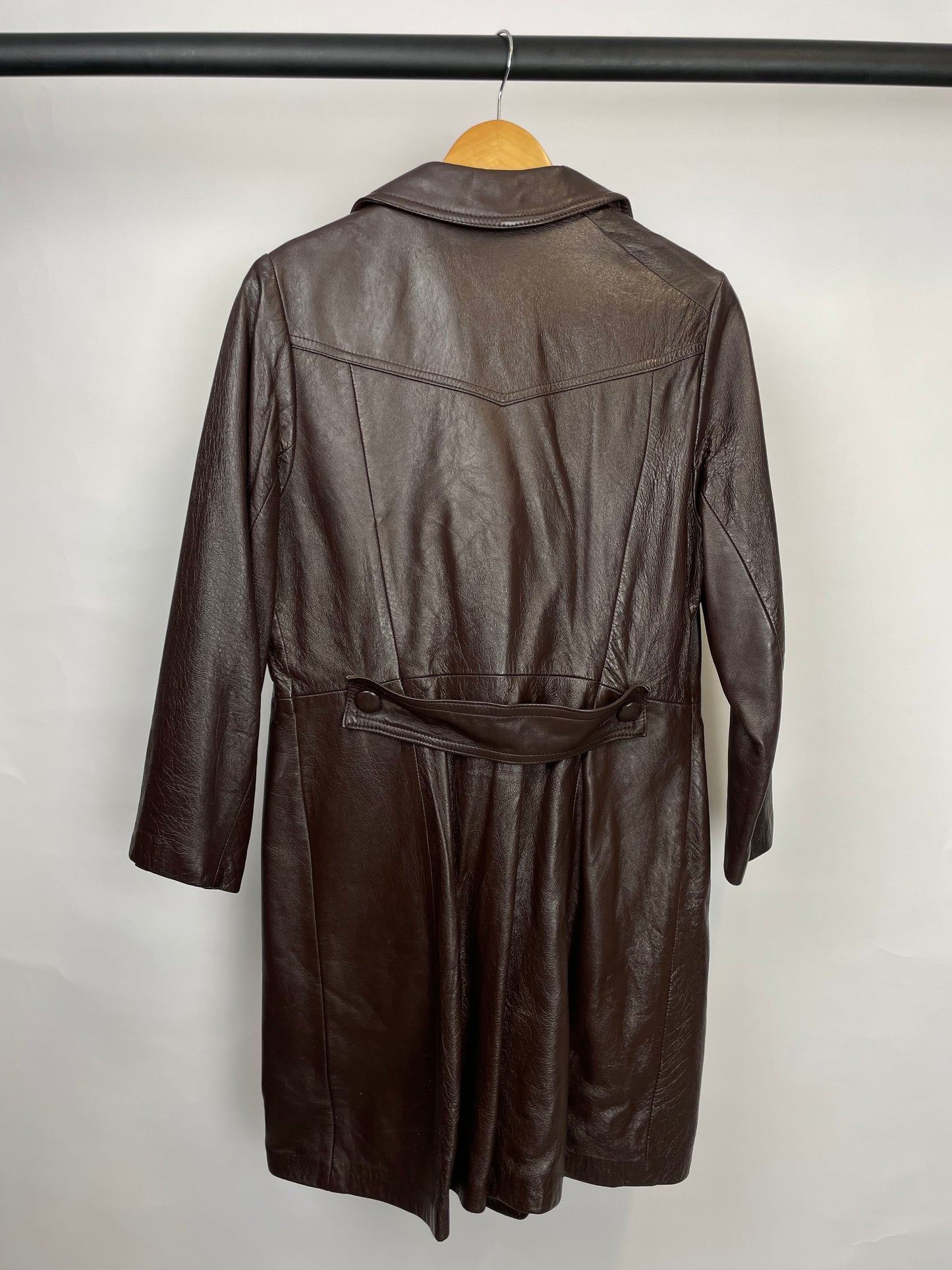 Vintage 90s Long Trench Leather Jacket