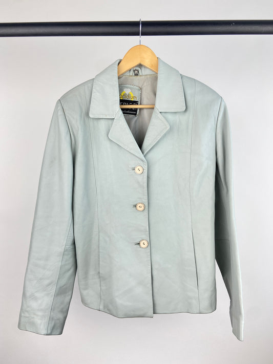 Vintage 90s Baby Blue Leather Jacket