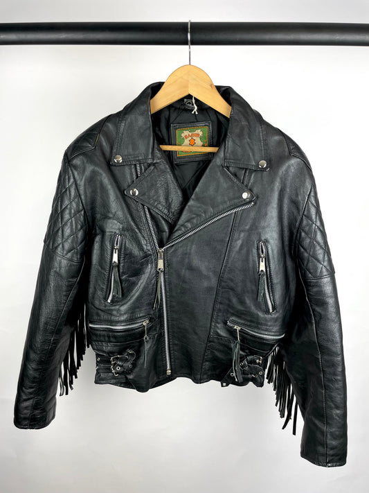 Vintage 90s BASHIR Tassel Leather Jacket