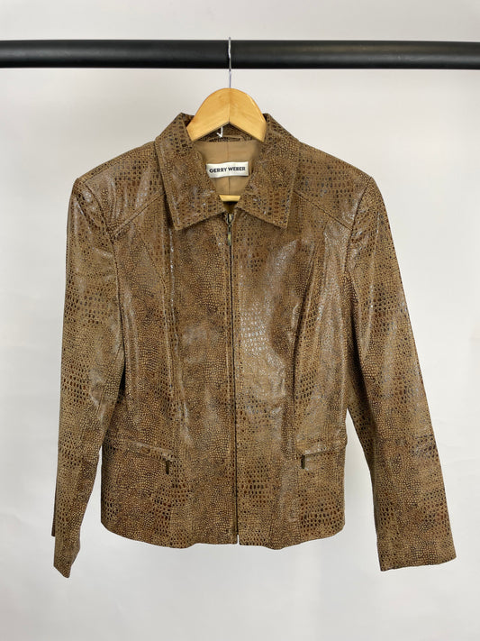 Vintage 90s Gerry Weber Animal Print Leather Jacket