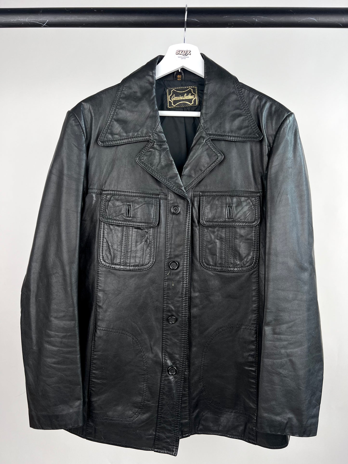 Vintage 70s Leather Safari Jacket