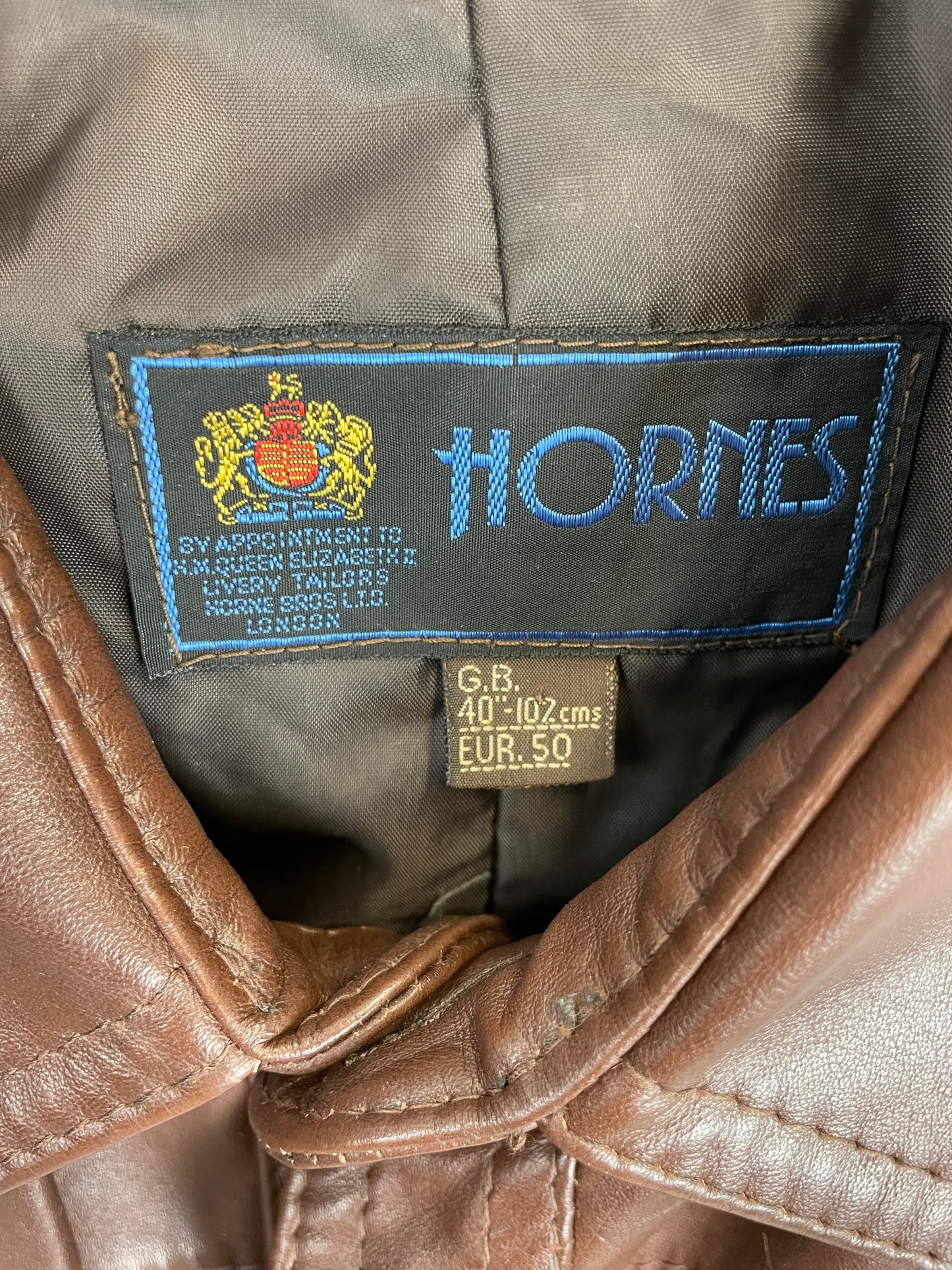 Vintage 80s Hornes Long Leather Jacket