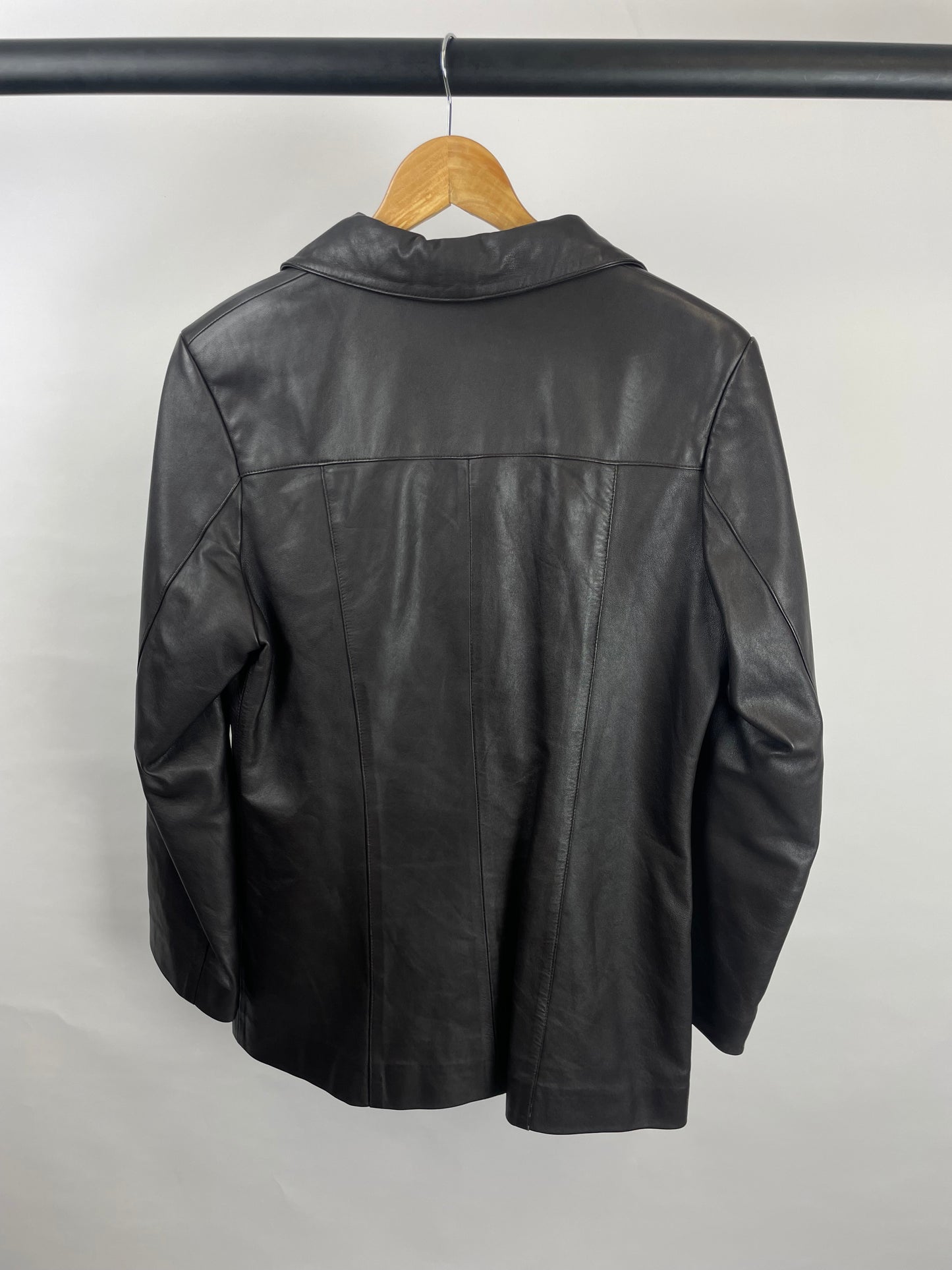 Vintage 90s Long Black Leather Jacket