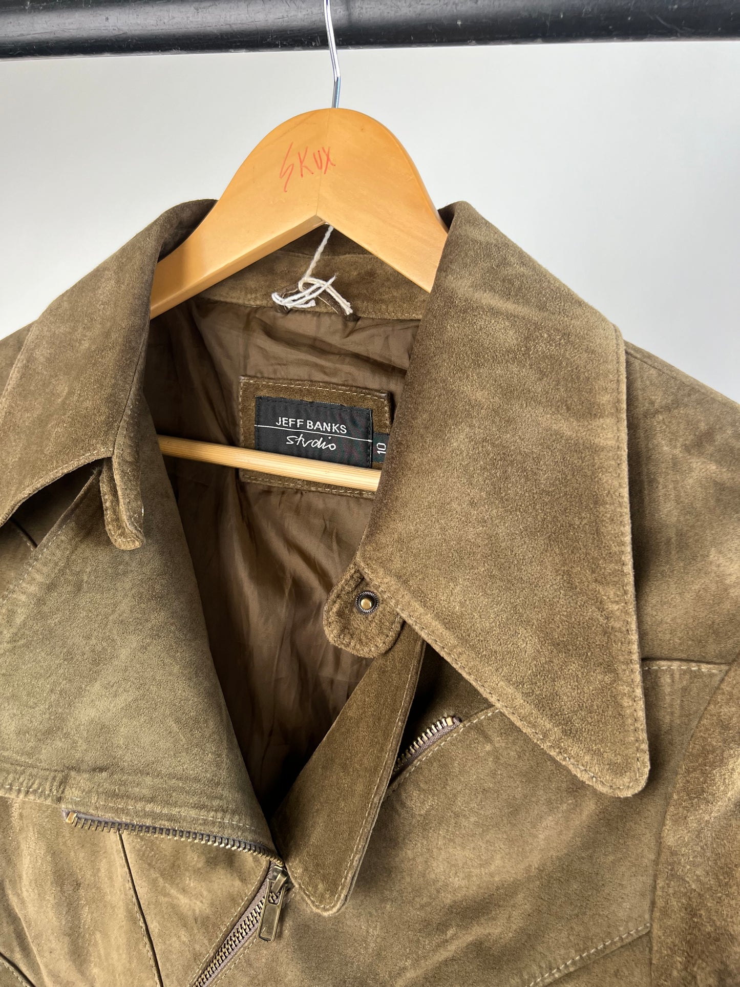 Vintage 90s Jeff Banks Suede Biker Jacket
