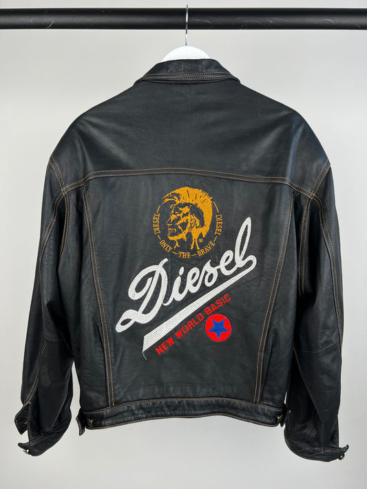 Vintage 90s Diesel Leather Trucker Jacket