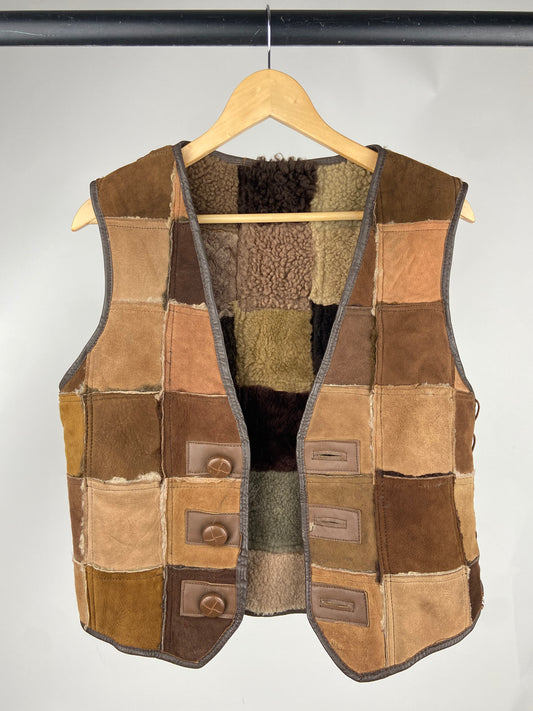 Patchwork 90s Sheepskin Sherpa Vest