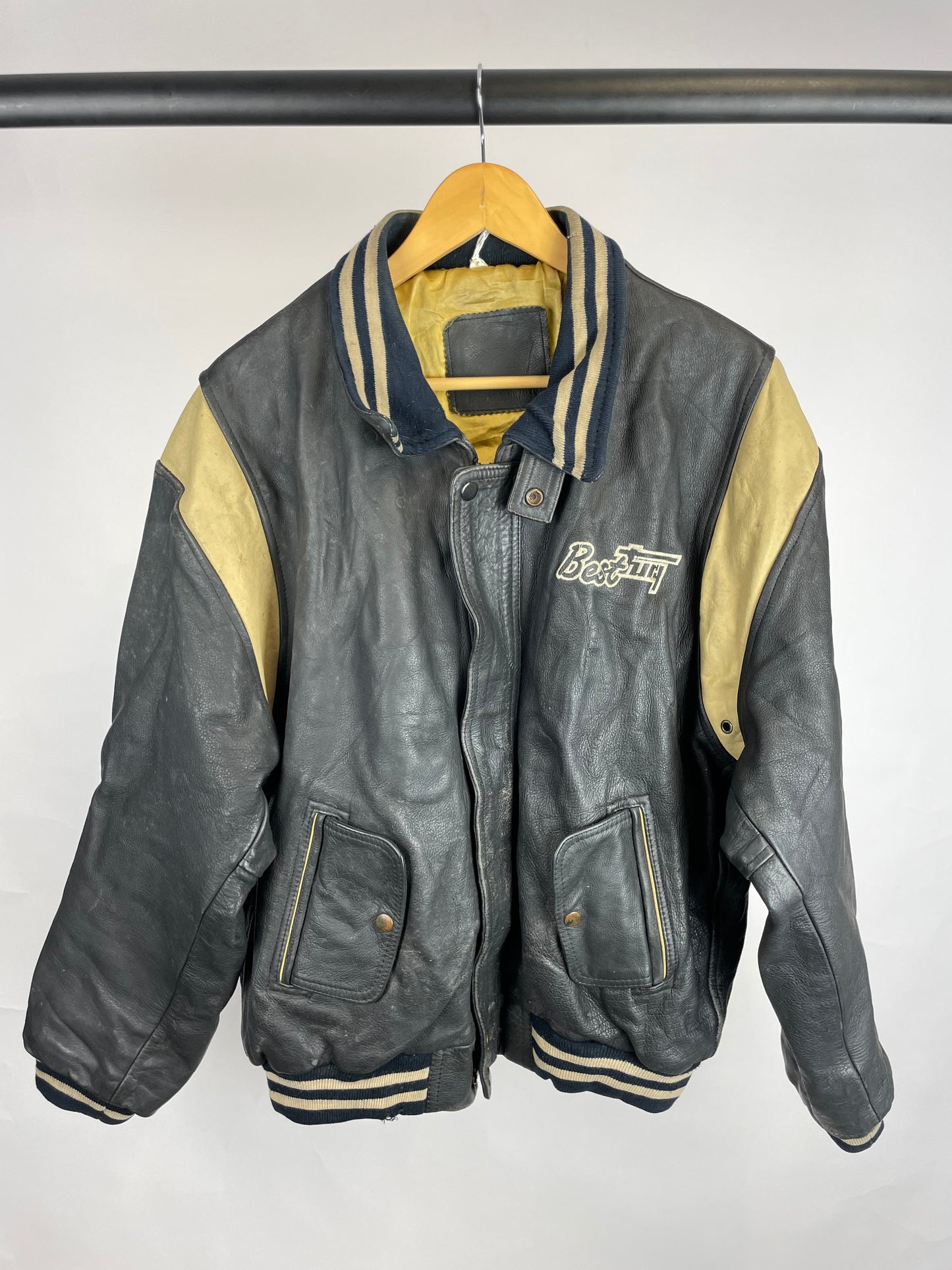 Vintage 90s Best Fury Bomber Leather Jacket