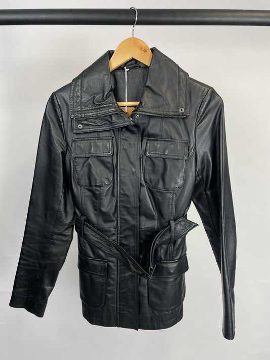 Vintage 90s Long Leather Jacket