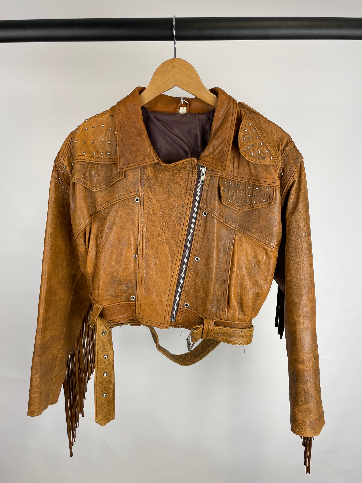 Vintage 90s Leather Tassel Jacket