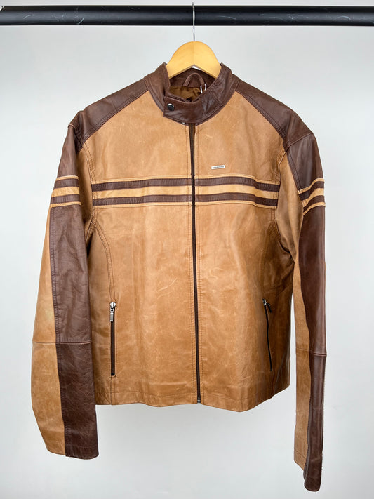 Vintage 90s Lambretta Leather Motorbike Jacket