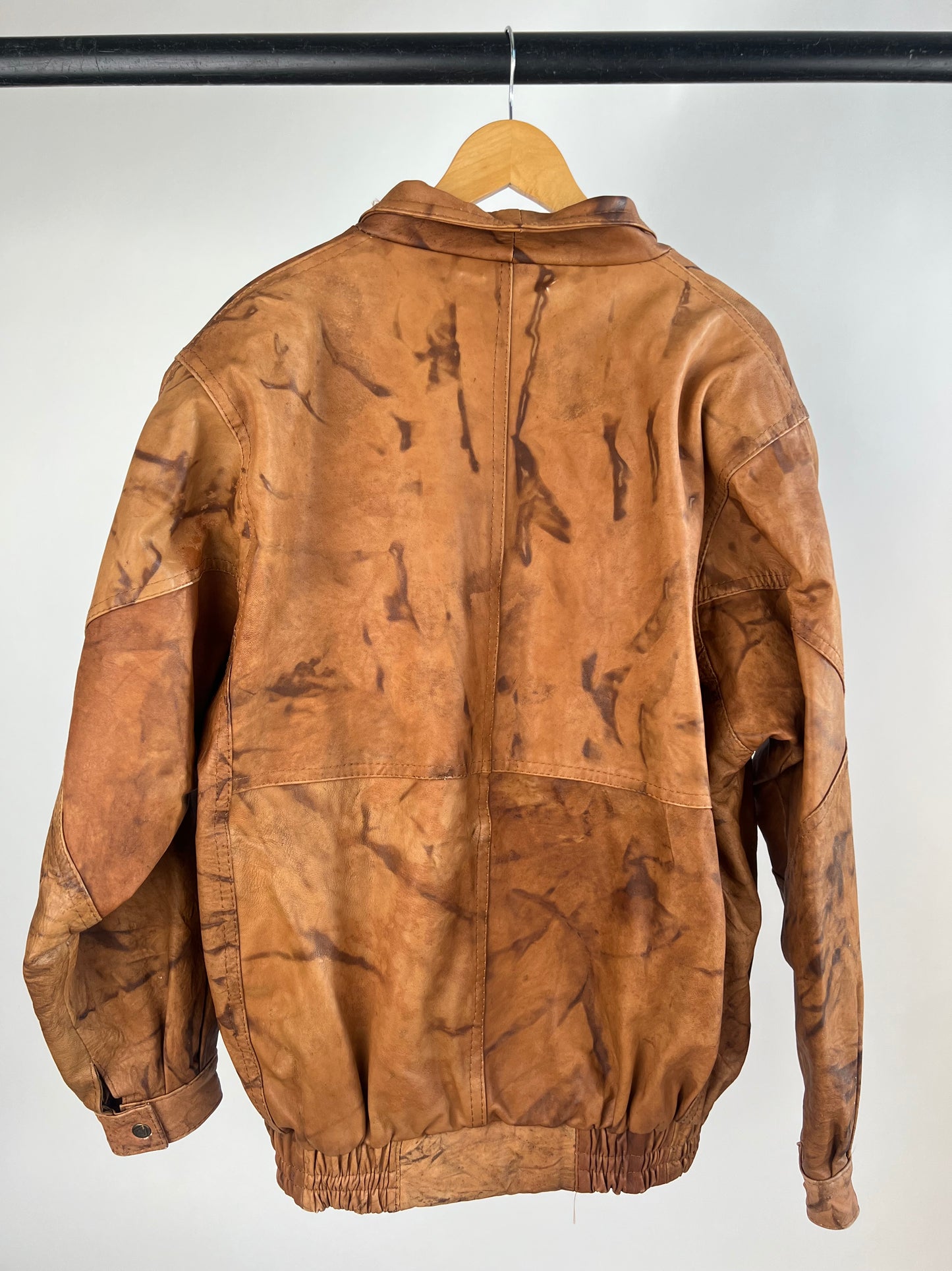 Vintage 90s Brown Washed Leather Jacket