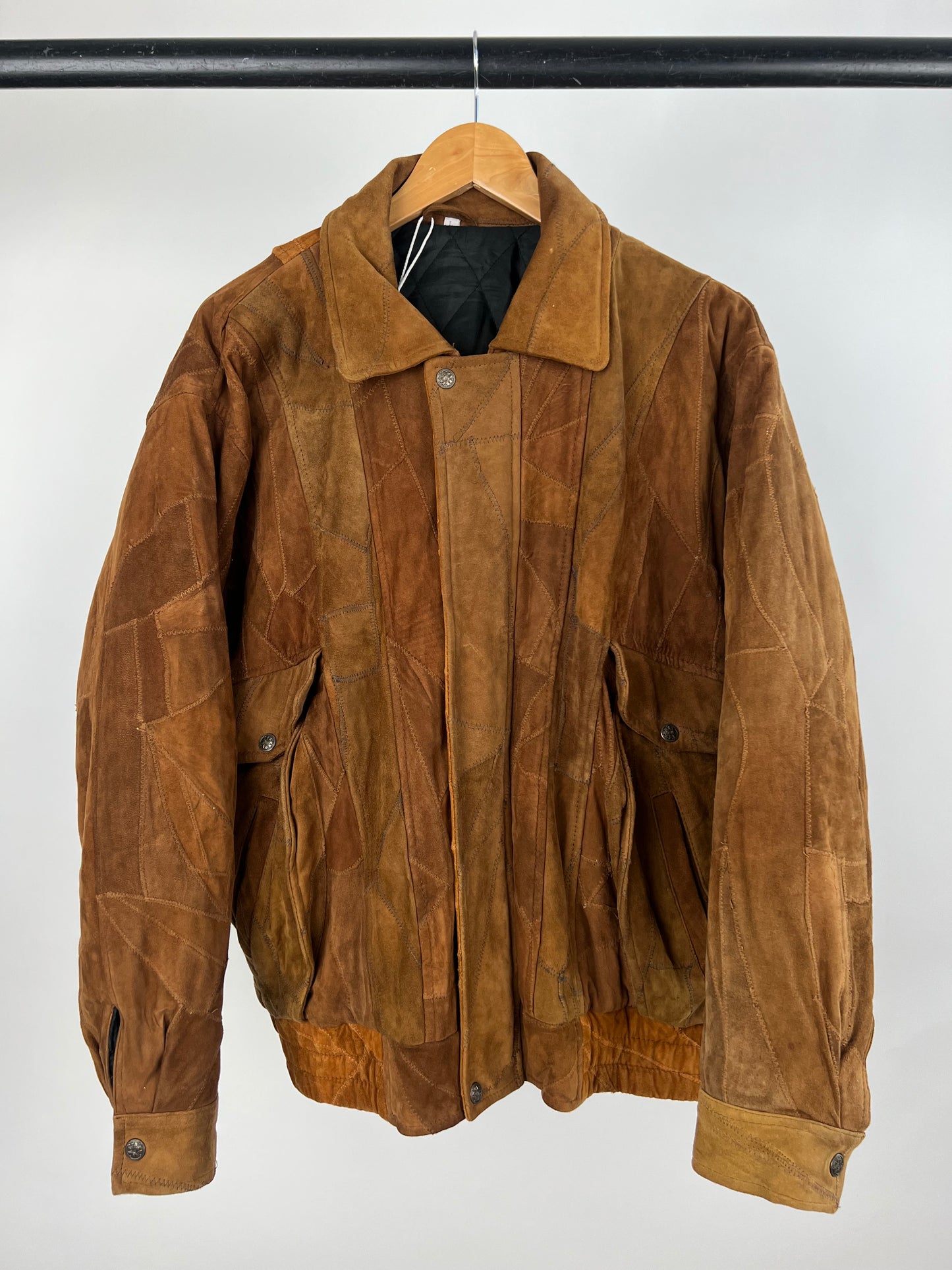 Patchwork 90s Suede Bomber Jacket