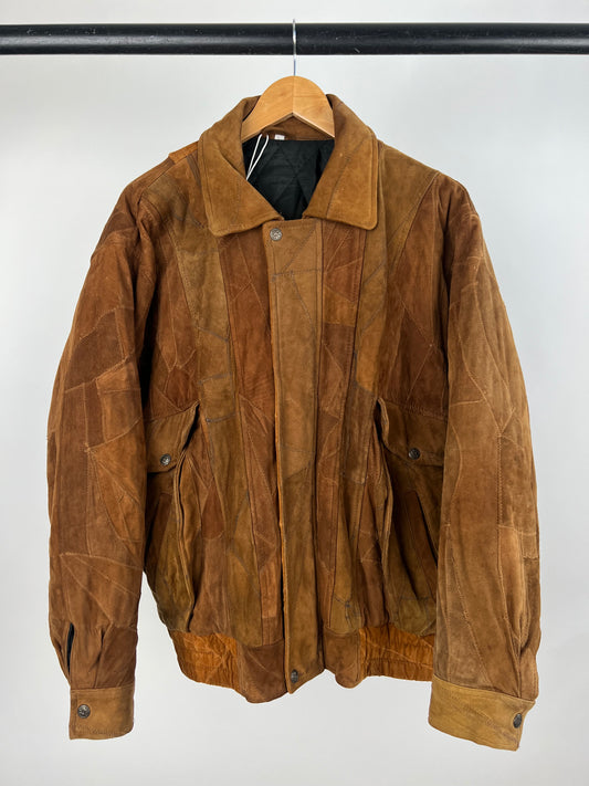 Patchwork 90s Suede Bomber Jacket
