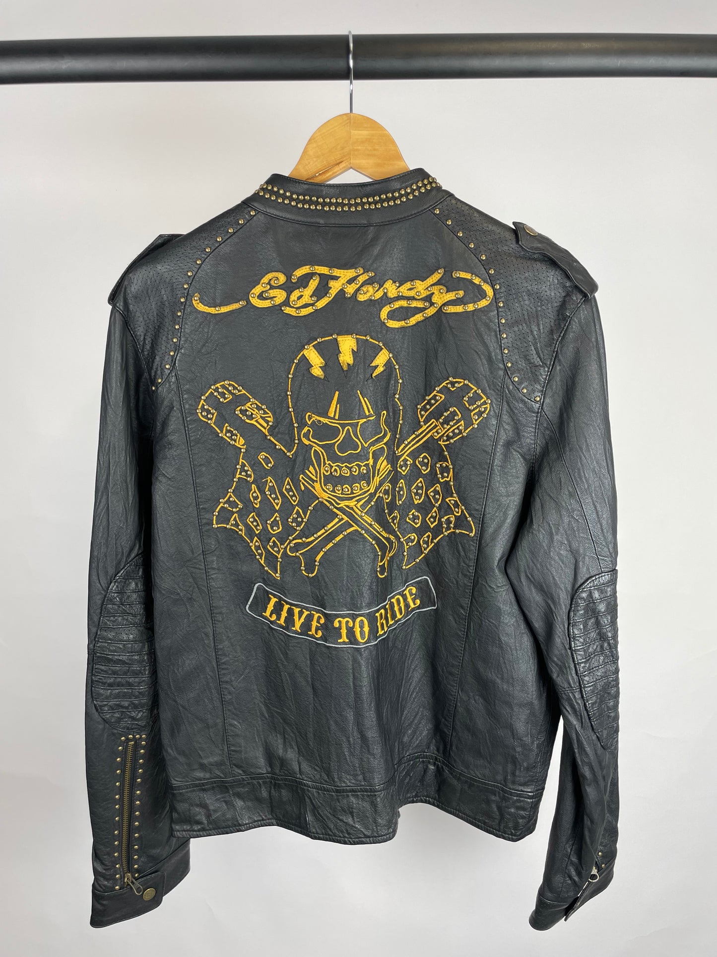 Ed Hardy 90s Live To Ride Leather Jacket