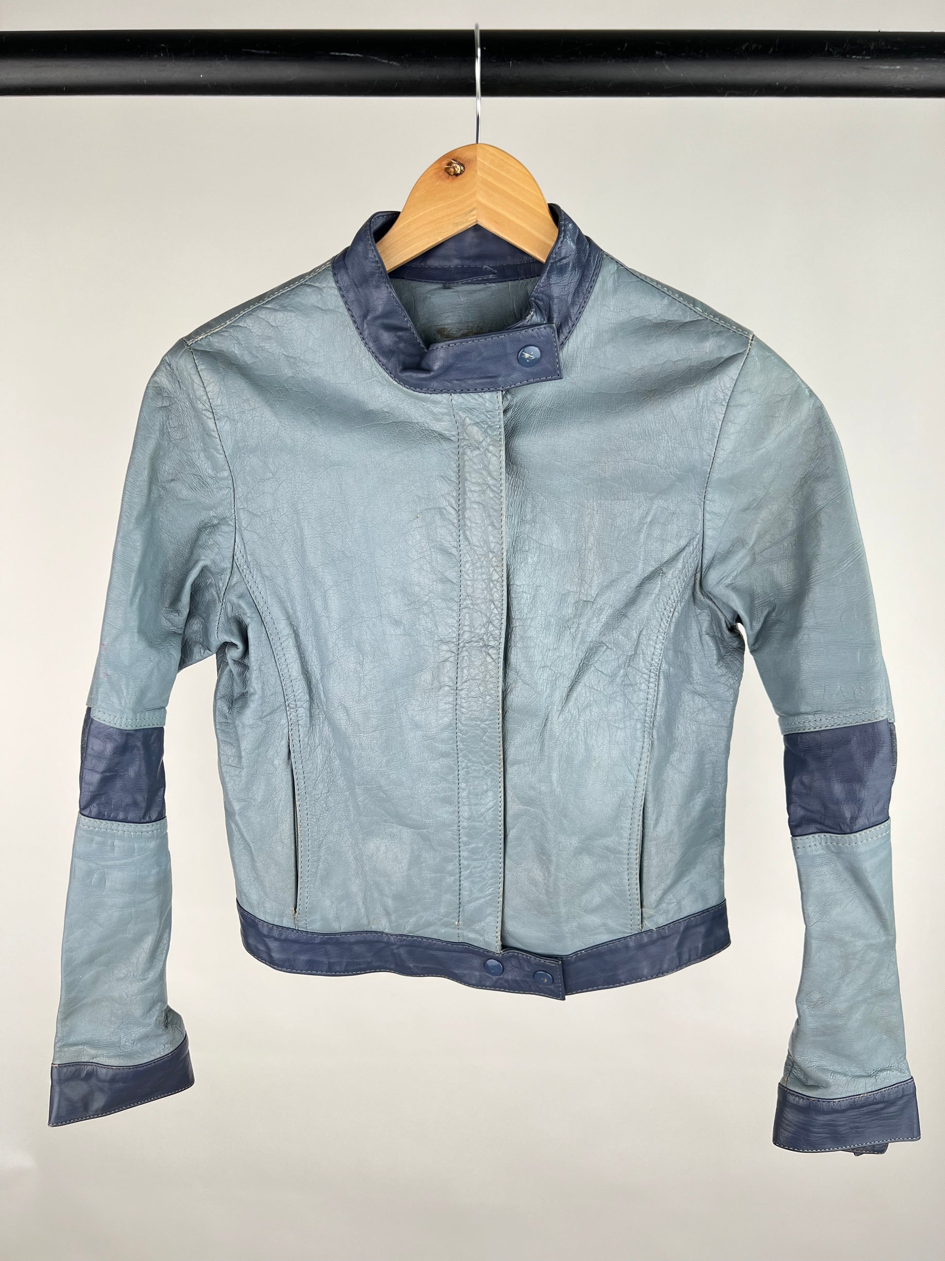 Vintage 90s Two Tone Leather Biker Jacket – Skux Vintage