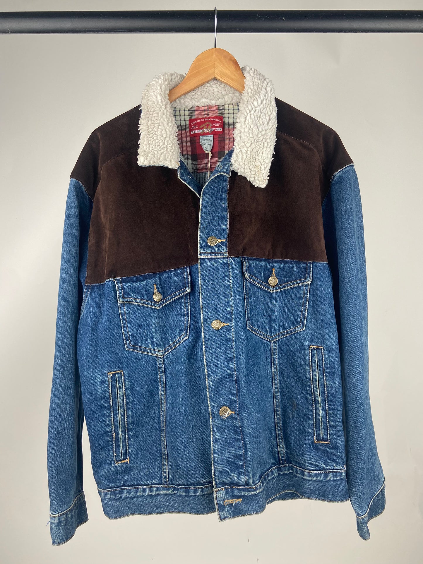 Vintage 90s Marlboro Denim Sherpa Jacket