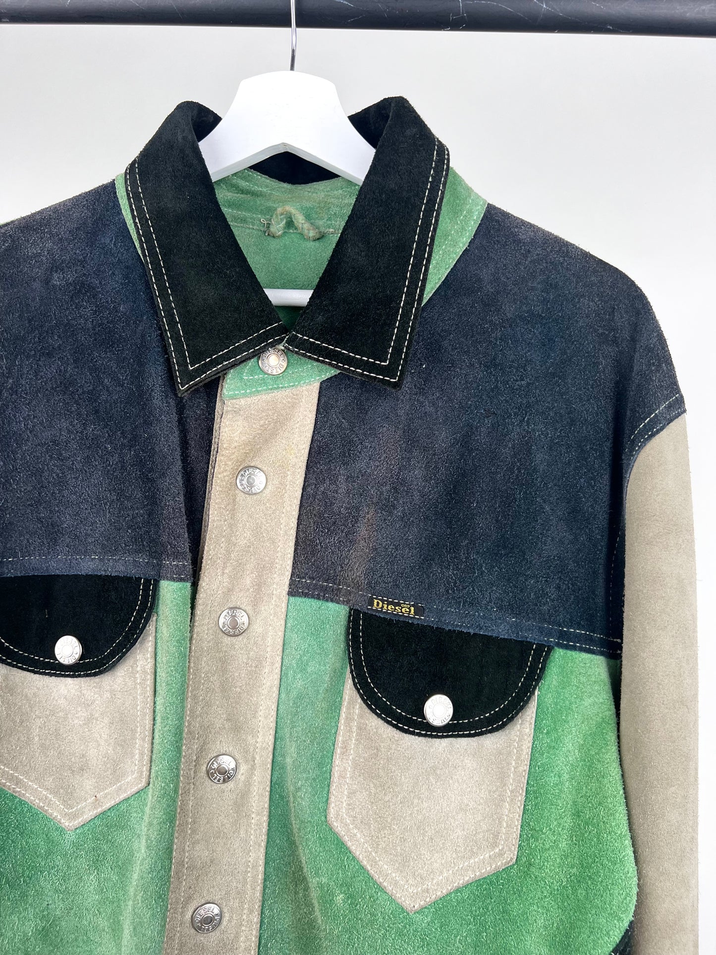 Vintage 90s Reversible Diesel Patchwork Suede Jacket