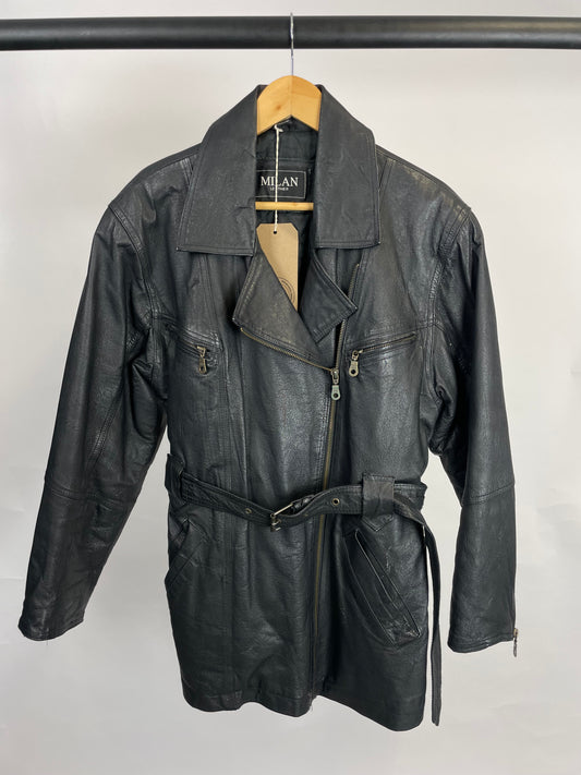 Vintage 90s Milan Long Trench Leather Jacket