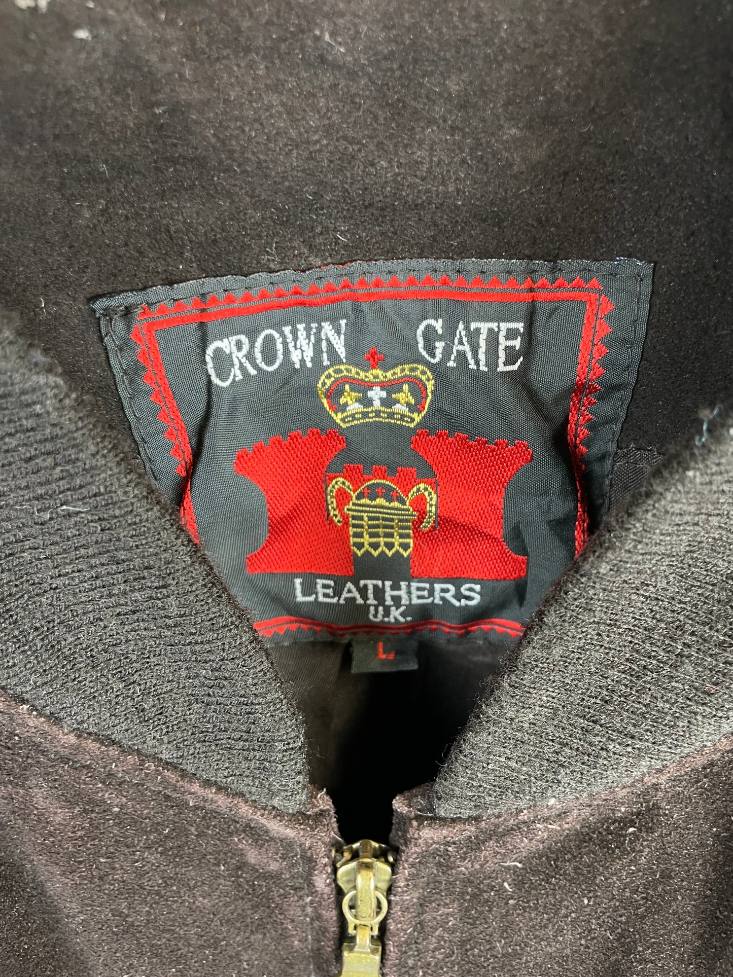 Vintage 90s Crown Gate Leathers Bomber Suede Jacket