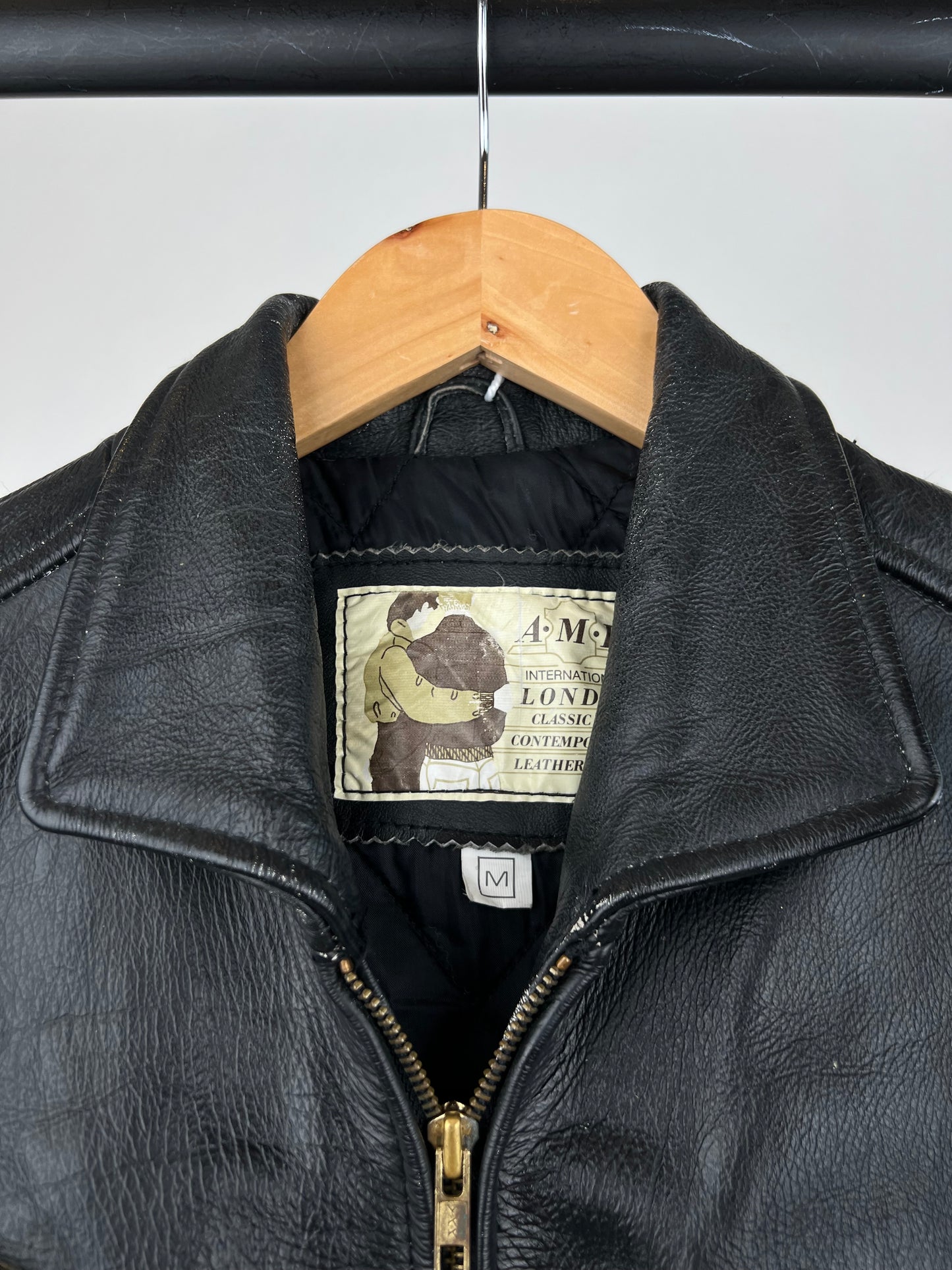 AMI 90s Leather Biker Jacket