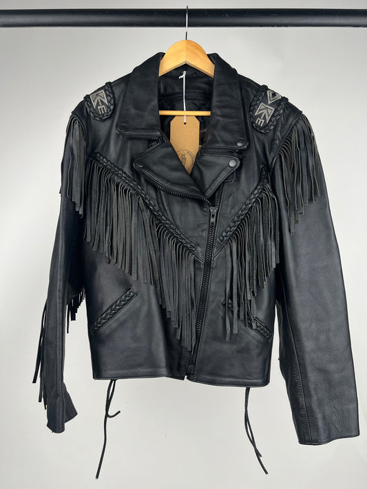 Vintage 90s Leather Tassel Jacket