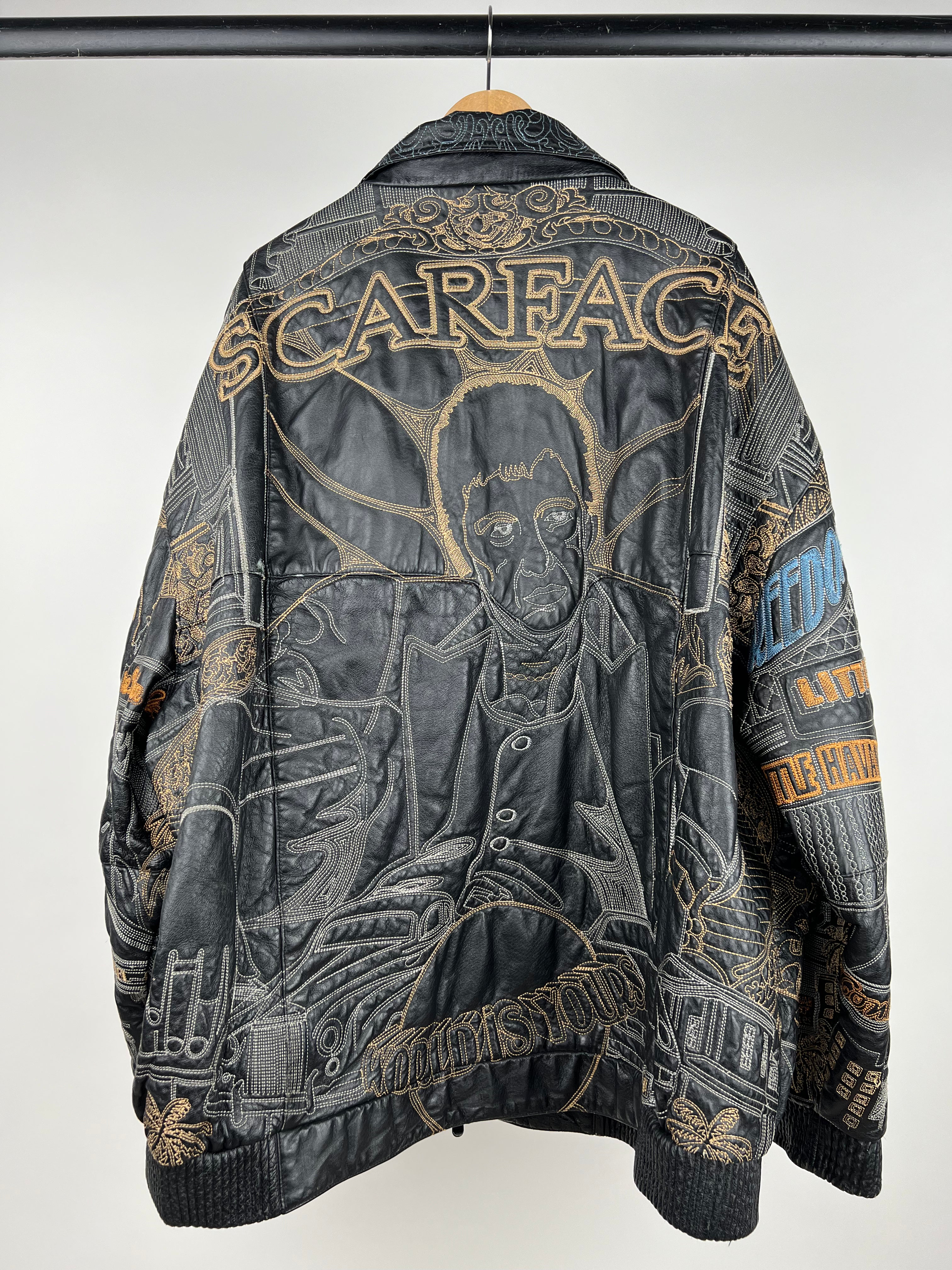 Vintage Scarface 90s Leather Bomber Jacket – Skux Vintage