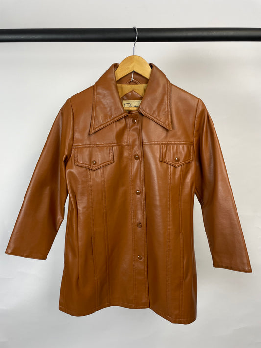 Vintage 90s Pennington’s Long Brown Leather Jacket