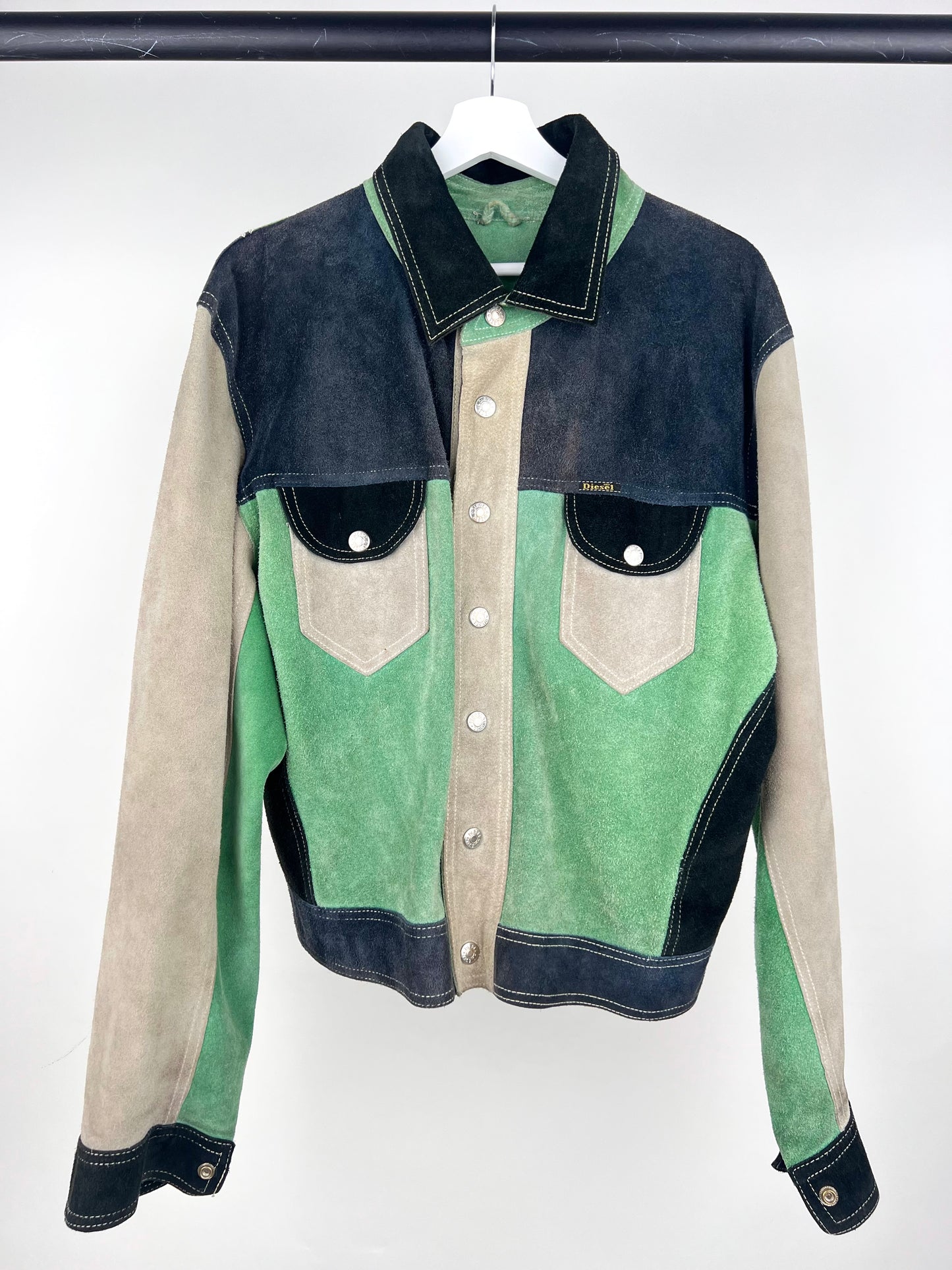 Vintage 90s Reversible Diesel Patchwork Suede Jacket