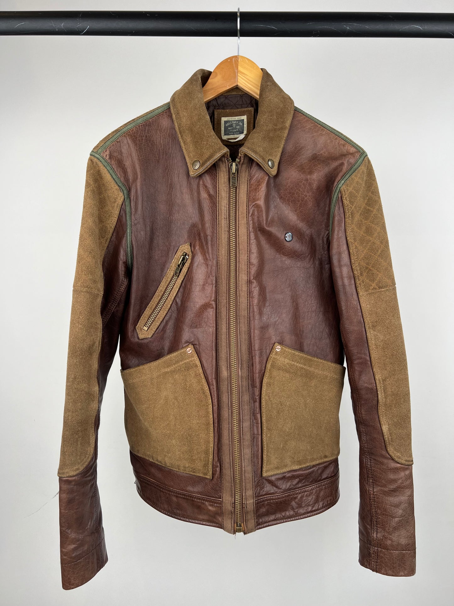 Two Tone 90s Leather Biker Jacket