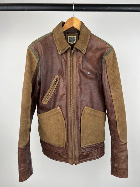 Two Tone 90s Leather Biker Jacket