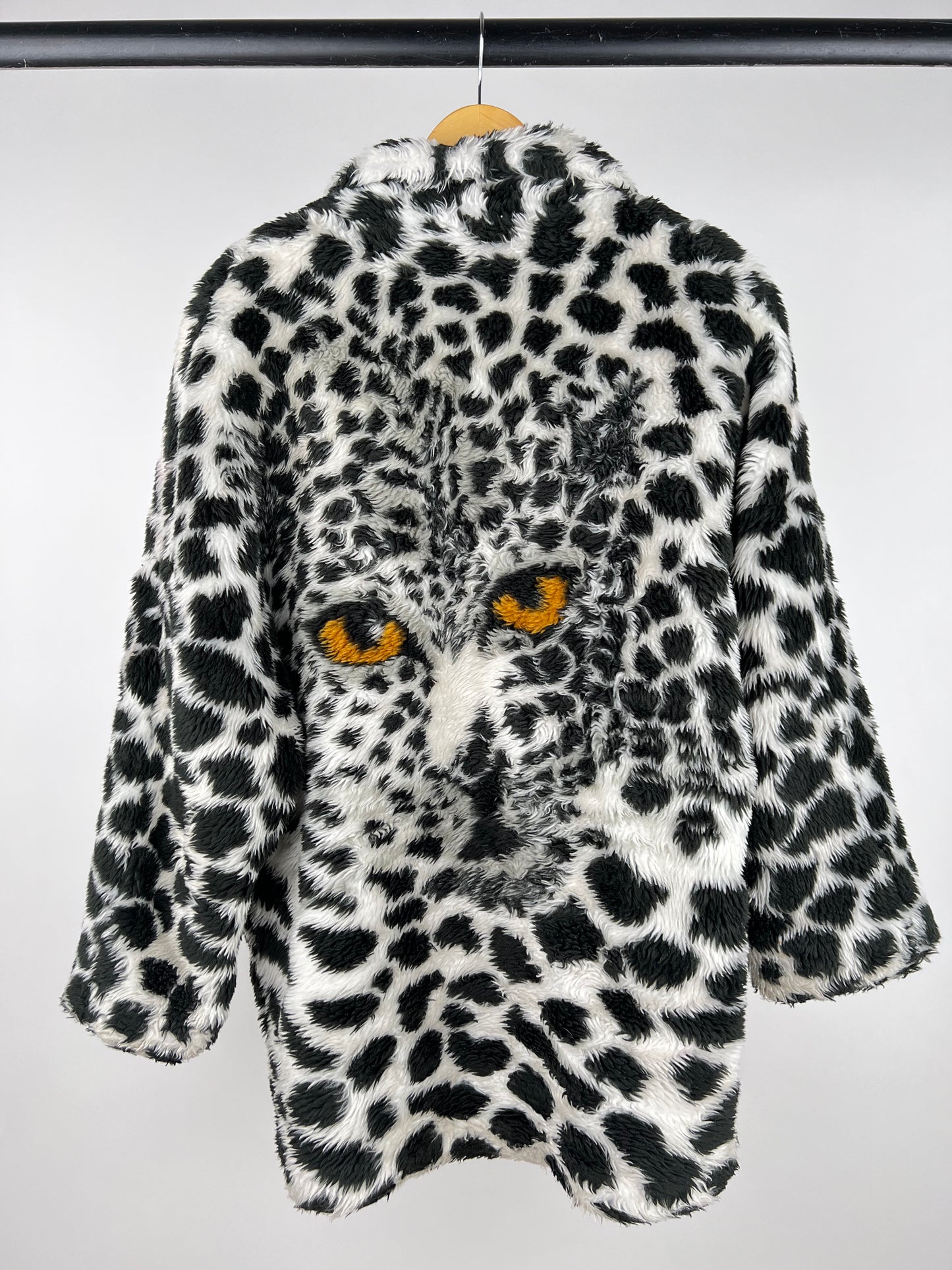 Vintage 90s Astraka Snow Leopard Print Faux Fur Jacket