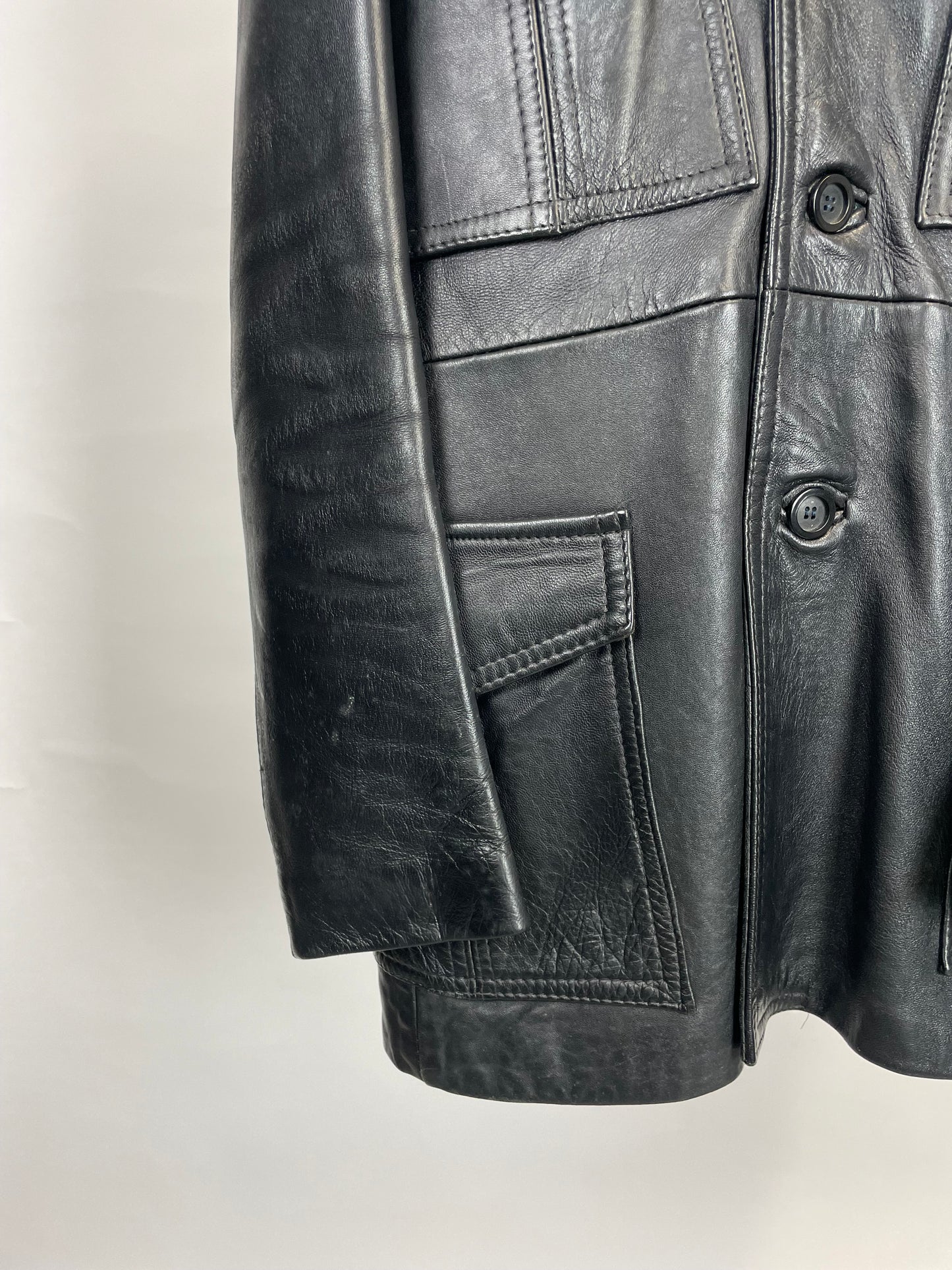 Vintage 90s Long Leather Jacket