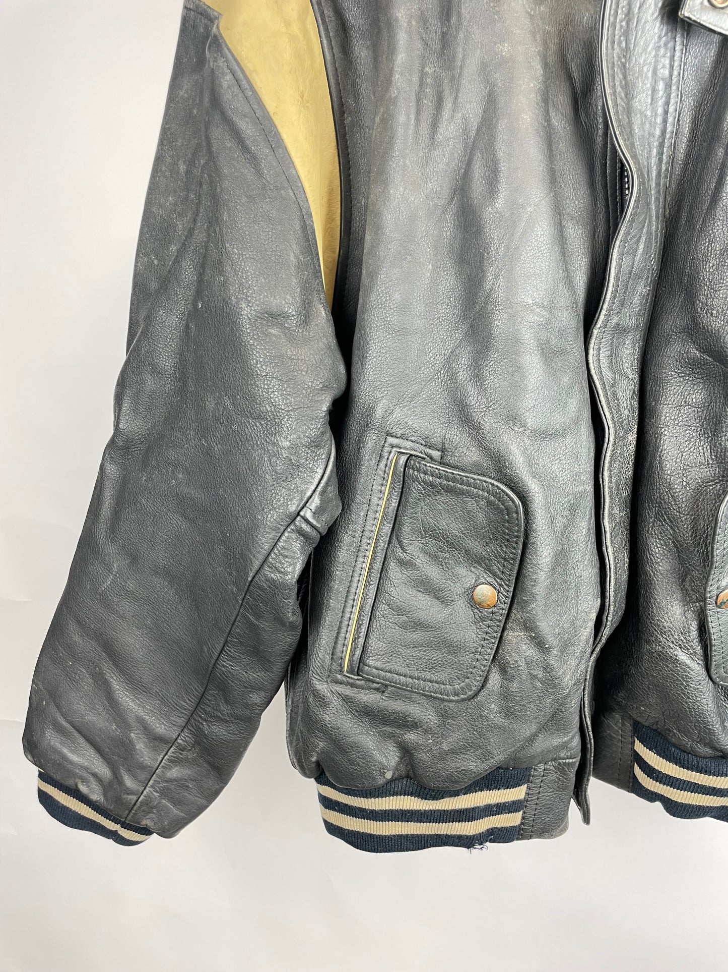 Vintage 90s Best Fury Bomber Leather Jacket