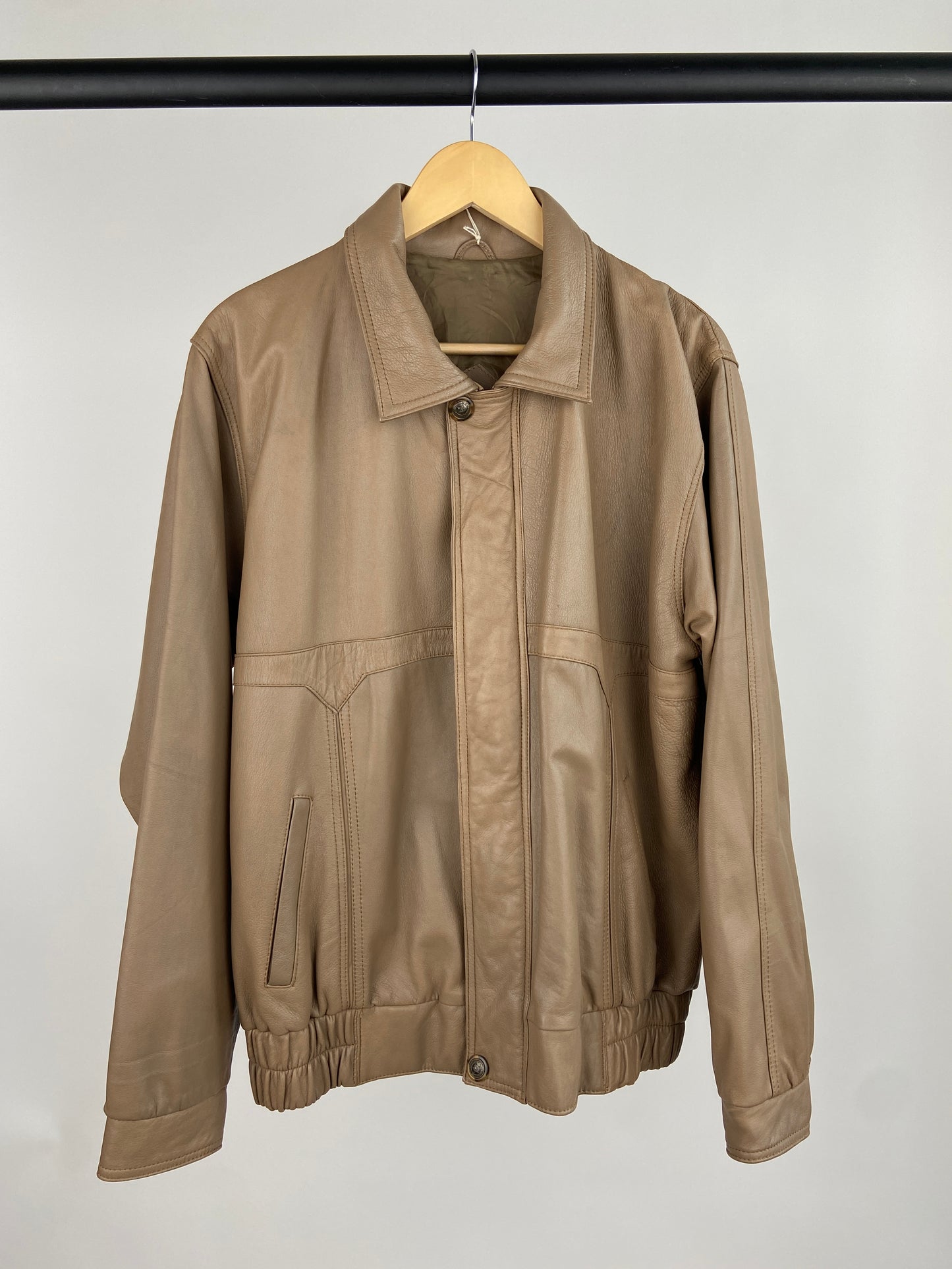 Vintage 90s Taupe Leather Jacket