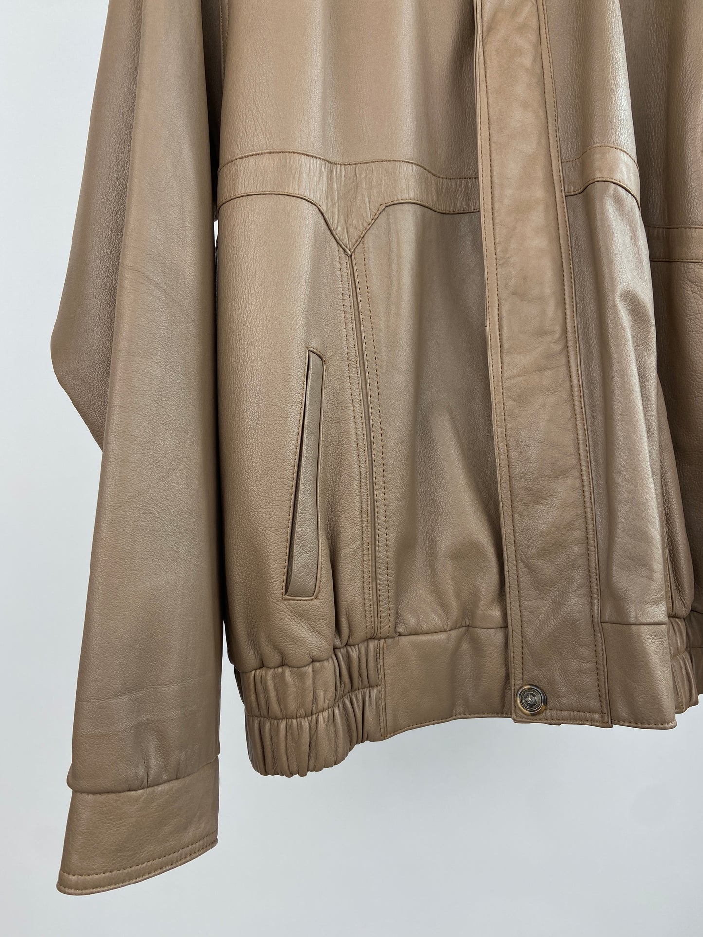 Vintage 90s Taupe Leather Jacket