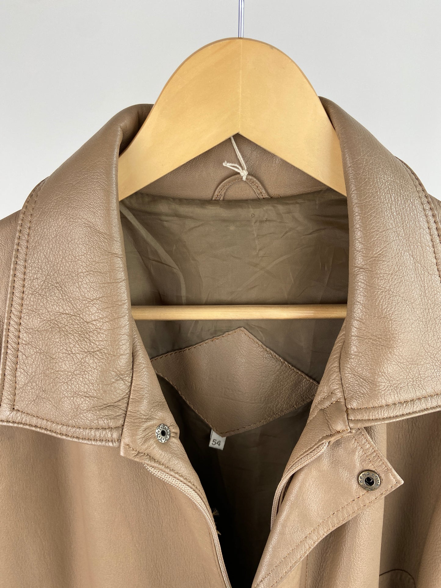 Vintage 90s Taupe Leather Jacket