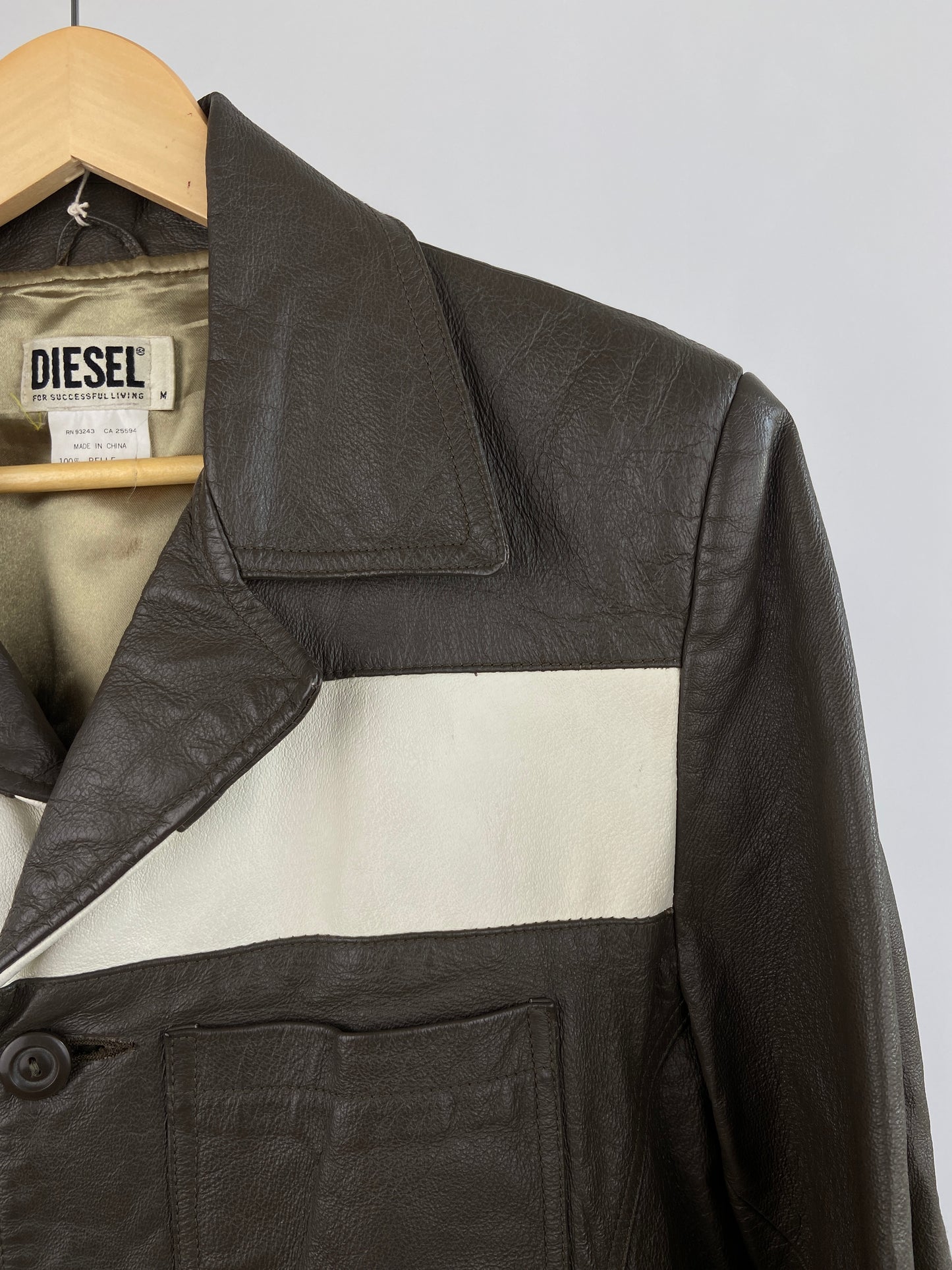 Diesel 90s Long Leather Stripe Jacket