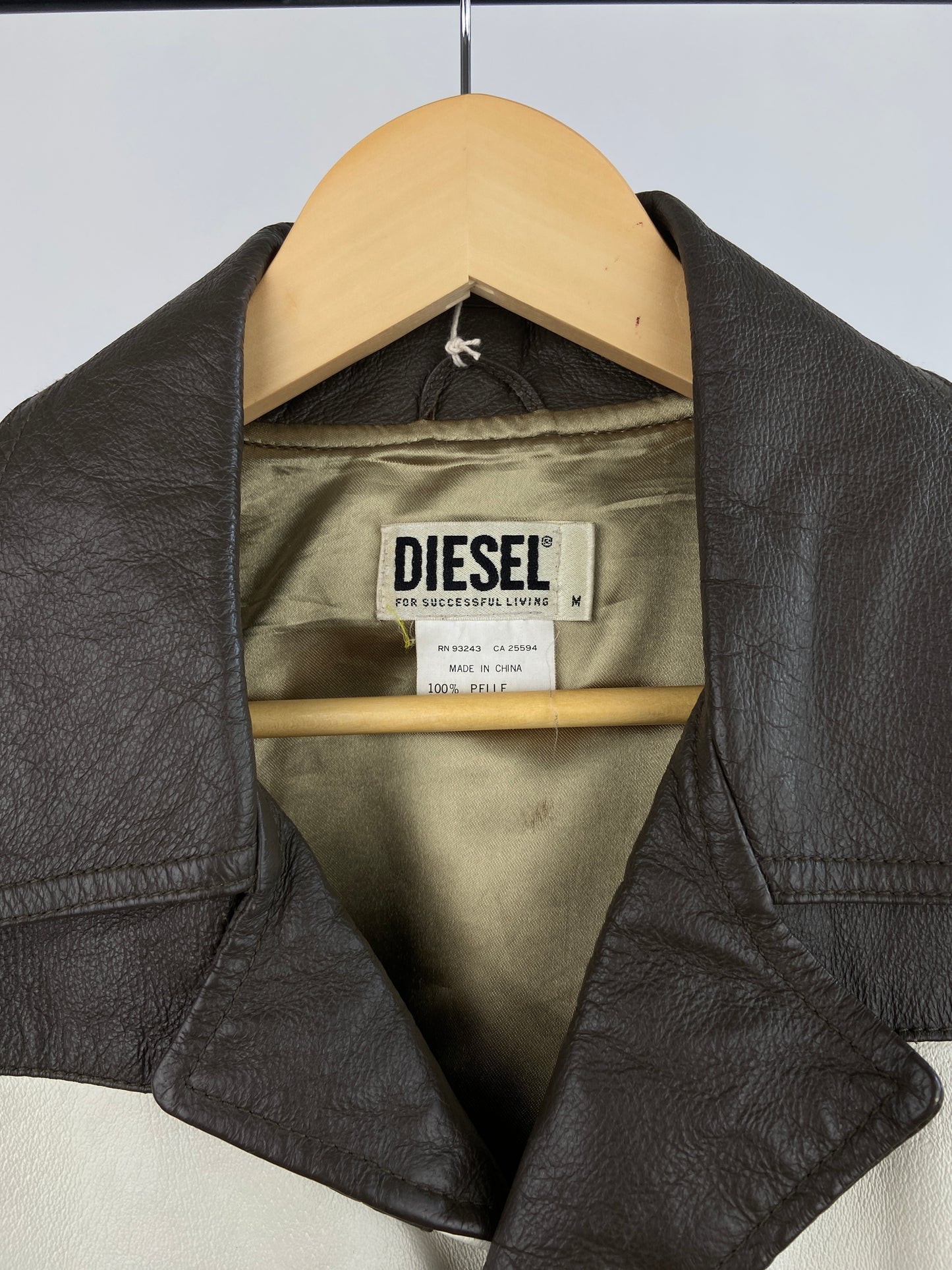 Diesel 90s Long Leather Stripe Jacket