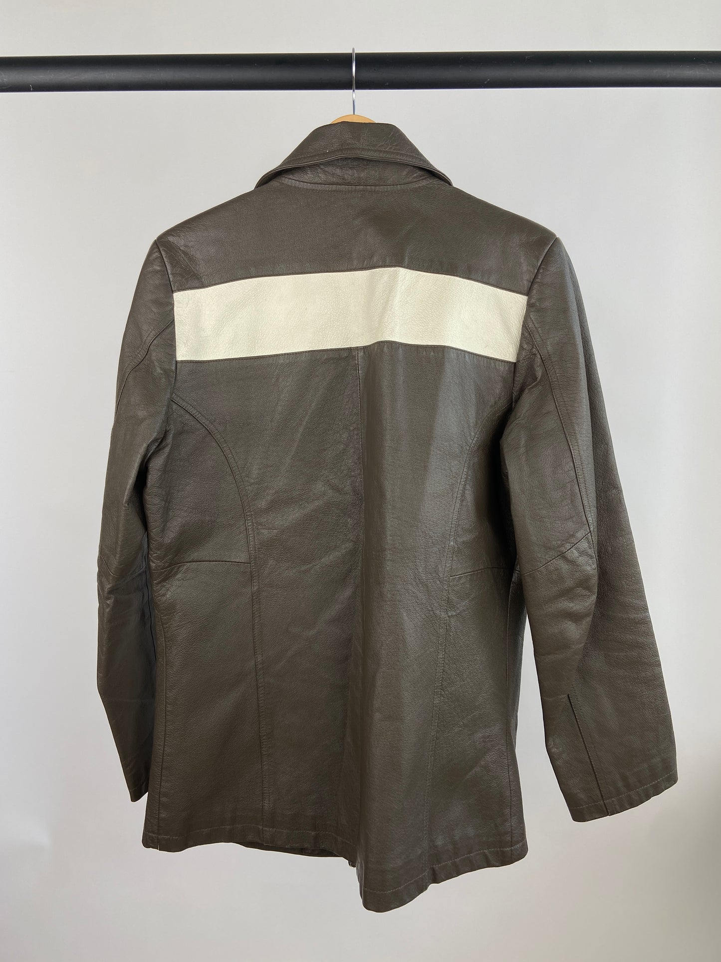 Diesel 90s Long Leather Stripe Jacket