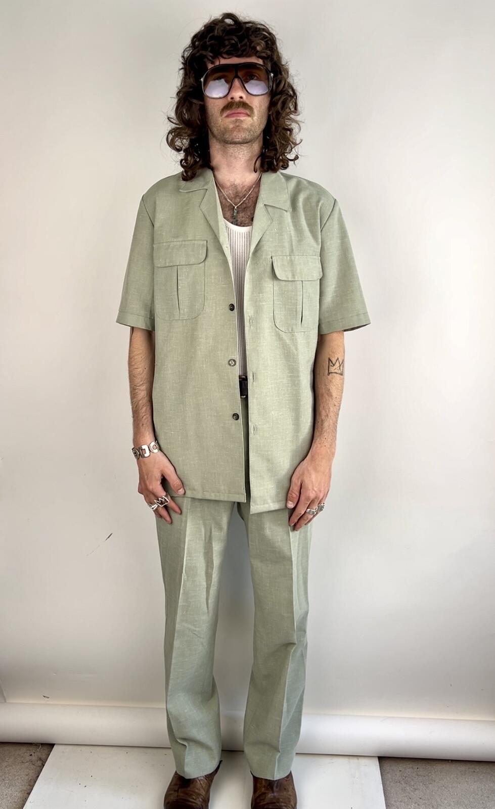 Vintage 70s Brigadier Safari Short Sleeve Suit