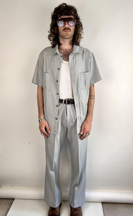 Vintage 70s Italian Short Sleeve Safari Suit