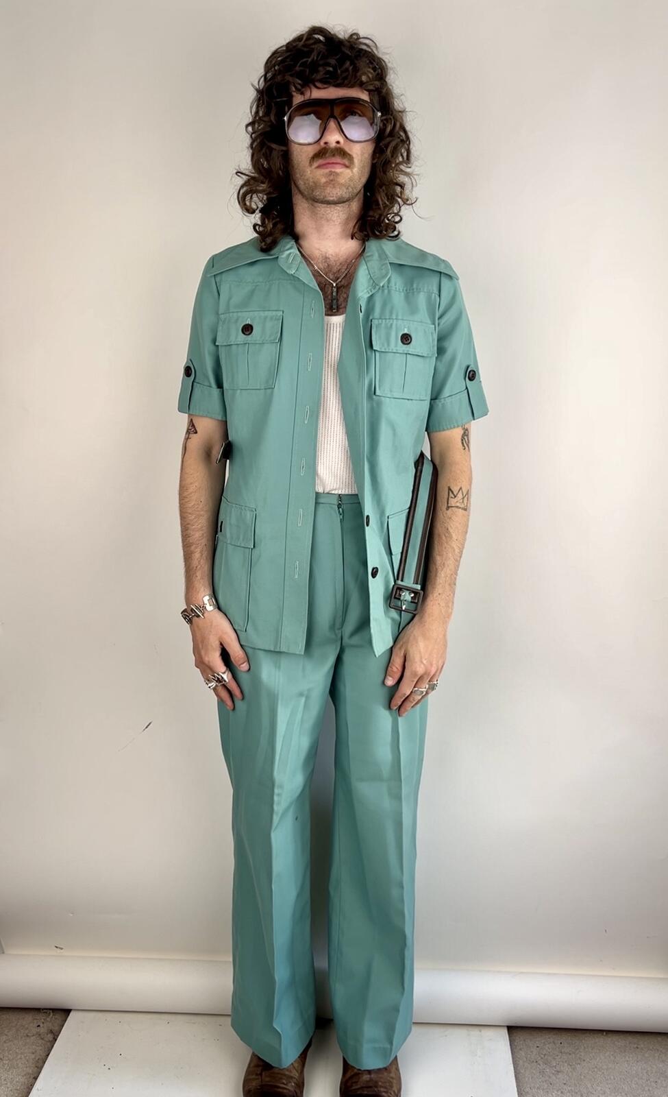 Vintage 70s Harella Safari Short Sleeved Suit