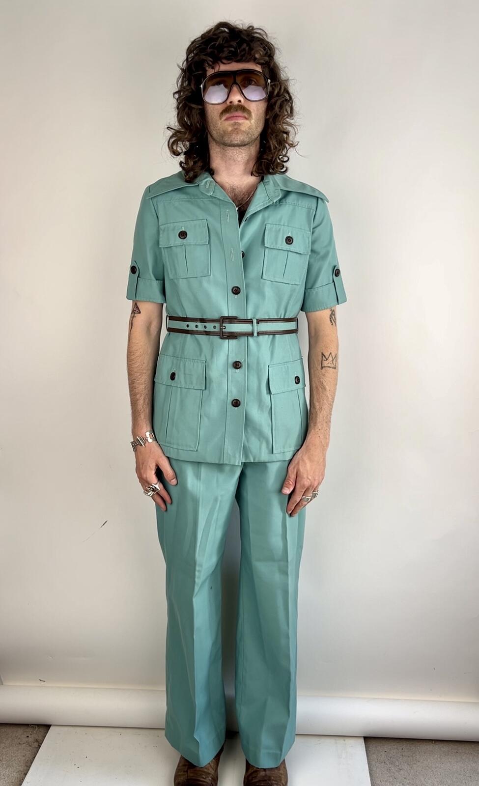 Vintage 70s Harella Safari Short Sleeved Suit