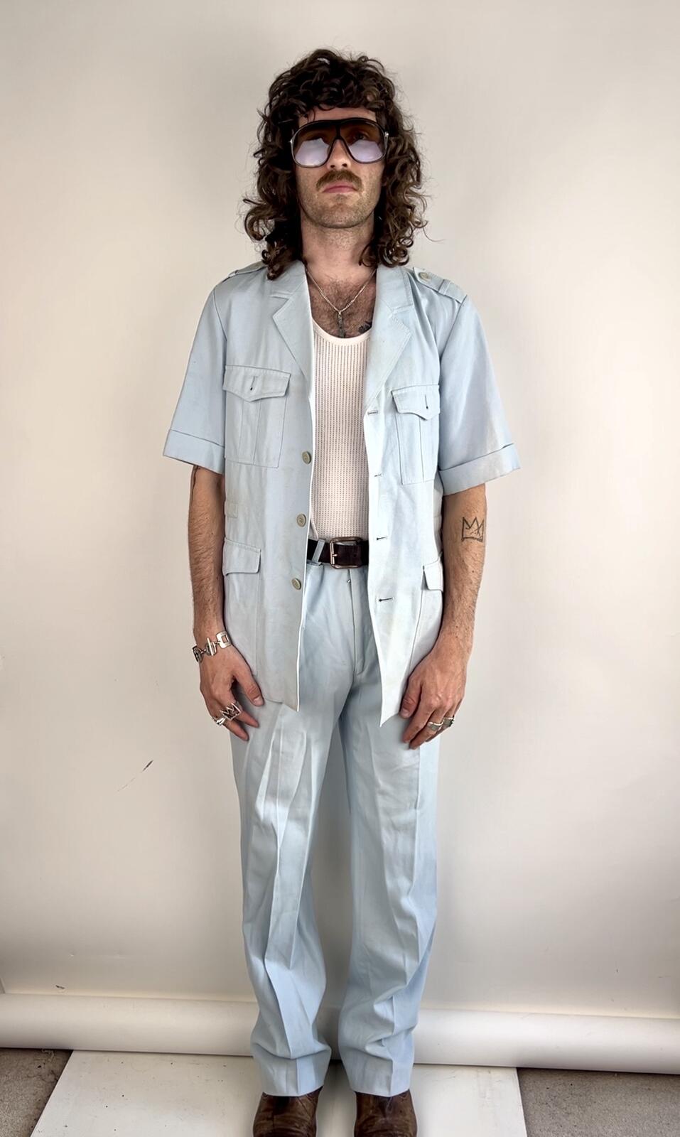 Vintage 70s Roulette Of London Short Sleeve Safari Suit