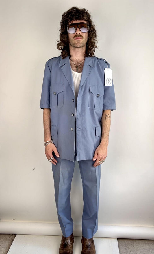 Vintage 70s Safari Short Sleeve Summer Suit