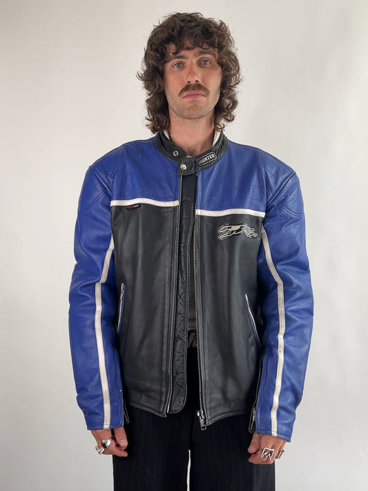 Vintage 90s Hunter Class Leather Motorbike Jacket