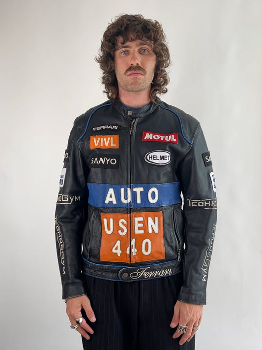 Ferrari Auto Usen 440 90s Leather Motorbike Jacket